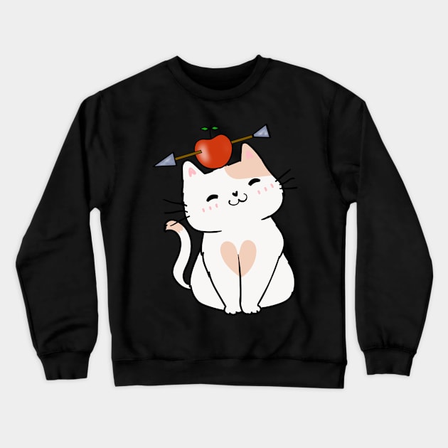 Funny Persian cat is playing william tell with an apple and arrow Crewneck Sweatshirt by Pet Station